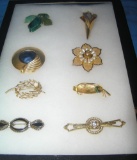 Collection of costume jewelry pins