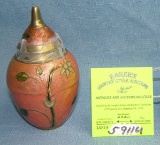 Brass and enameled oriental vase with cover