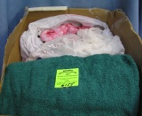 Box of misc linens and towels