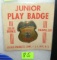 Junior police badge all brass mint on card