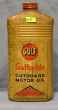 Vintage Gulf Pride outboard oil container