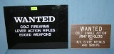 Pair of vintage Colt firearms wanted signs