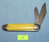 Yellow pearl style 2 bladed pocket knife