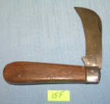 Walnut and chrome single bladed pocket knife