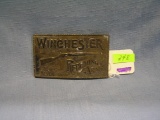 Brass Winchester advertising belt buckle