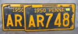 Pair of vintage  PA license plates
