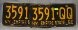 Pair of early NY license plates dated 1960