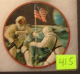 Vint. first man on the moon 3D pin back button