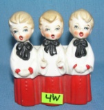 3 Christmas Carolers all painted porcelain circa 1950's