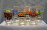 Antique automobile advertising drinking glasses