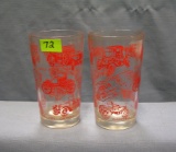 Pair of antique automobile drinking glasses