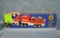 Vintage Getty toy race car and transport truck