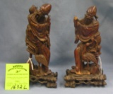 Pair of hand carved oriental Wiseman figures