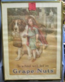 Vintage Grape Nuts cereal advertising poster