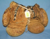 Pair of early leather boxing gloves