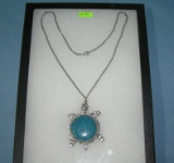 Turquoise style turtle necklace