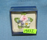 English bone china floral pin with original box