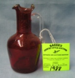 Crackle glass miniature pitcher