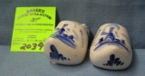 Pair of vintage Delftware Dutch shoes