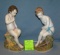 Pair of rare hand painted German porcelain figurines