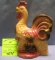 Vintage art pottery hand painted rooster planter