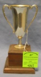 Vintage silver plated presentation trophy on wood base