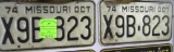 Pair of vintage Missouri license plates