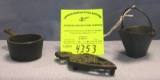 Group of 3 cast iron miniature stove accessories