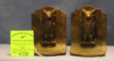 Pair of early cast iron figural owl shaped bookends