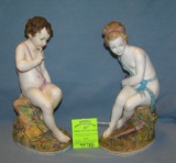 Pair of rare hand painted German porcelain figurines