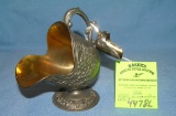 Early silver plate and gold line scuttle and scoop
