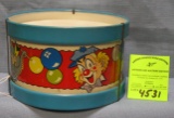 Antique tin circus decorated toy drum