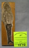 Early metal and wood figural policeman printing plate