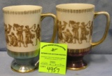 Pair of early Greek classic beer / coffee mugs