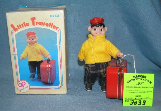 Great tin windup mechanical Little Traveller toy