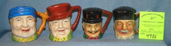 Group of four vintage Toby mug style figural S&P shakers