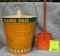 Vintage all tin child’s sand pail and shovel set