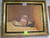 Oil on board still life painting