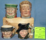 Group of English Toby mugs includes Royal Dalton