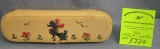 vintage poodle decorated brush and sewing kit