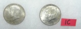 Pair of Kennedy silver half dollar coins