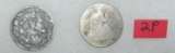 Pair of early silver half dollar coins