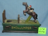 Hand painted cast iron show jumper mechanical bank