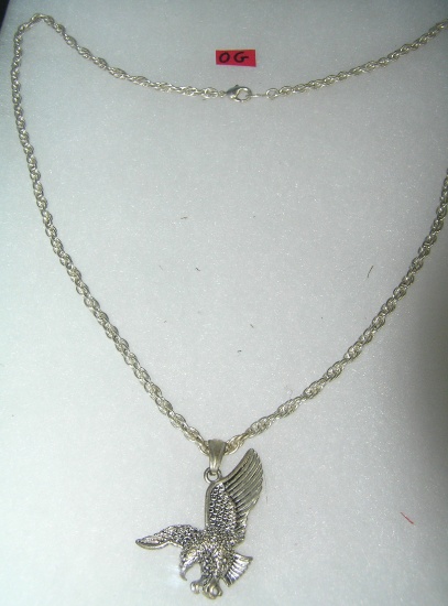 Silver toned American Eagle necklace