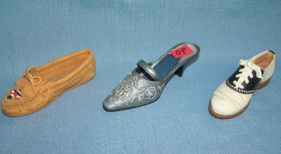 Group of 3 artist signed miniature shoes