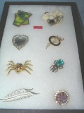 Collection of vintage quality costume jewelry pins