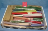 Large box of vintage and modern candles