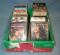 Box full of vintage musical cassette tapes