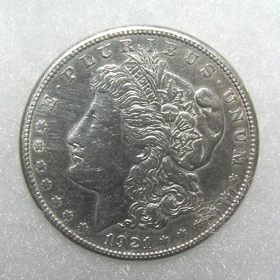 1921 Morgan silver dollar in fine condition