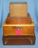 Group of four antique wood boxes